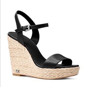 Michael Kors Jill Espadrille platform Wedge black, Women size 7
